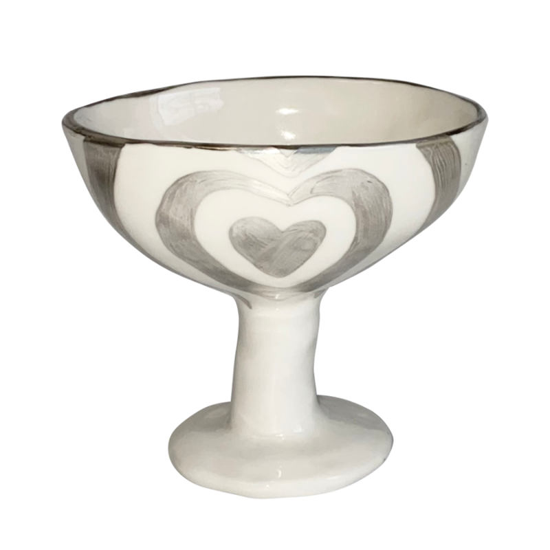 [나이트프루티] Heart stripe bowl (white, silver)