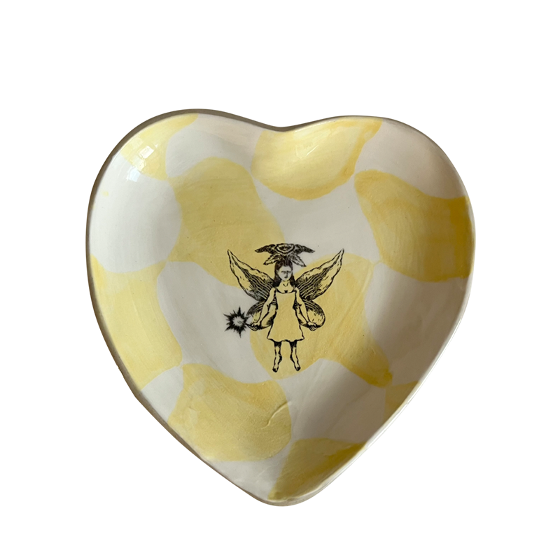 [나이트프루티] Yellow checkered heart dish (s)