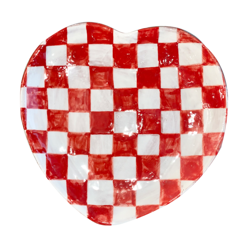 [나이트프루티] Red checkered heart dish