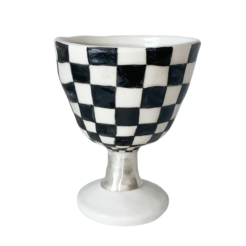 [나이트프루티] Black checkerboard bowl (silver)