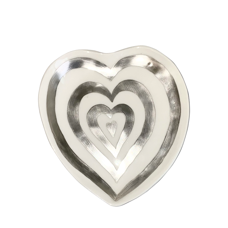 [나이트프루티] White stripe heart dish