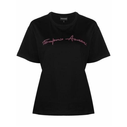 아르마니 여성 블라우스 셔츠 로고 프린트 반소매 티셔츠 3L2T7B2J4EZ