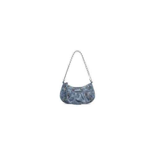 발렌시아가 여성 숄더백 크로스백 Womens Le Cagole Mini Bag With Chain Bb Monogram Bleached Denim in Blue 695814210E34716