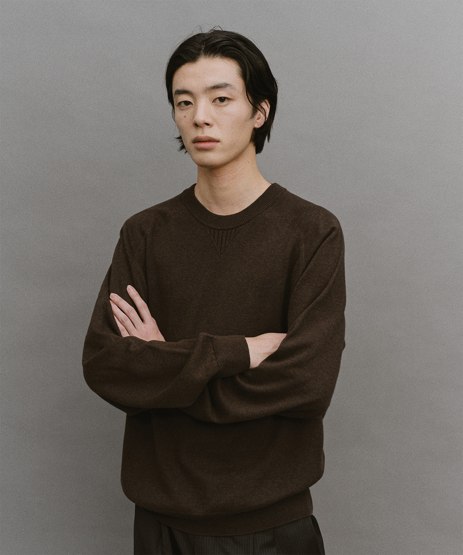 トップス ANDWANG Contour Button Off-Shoulder Knit Contour Button 