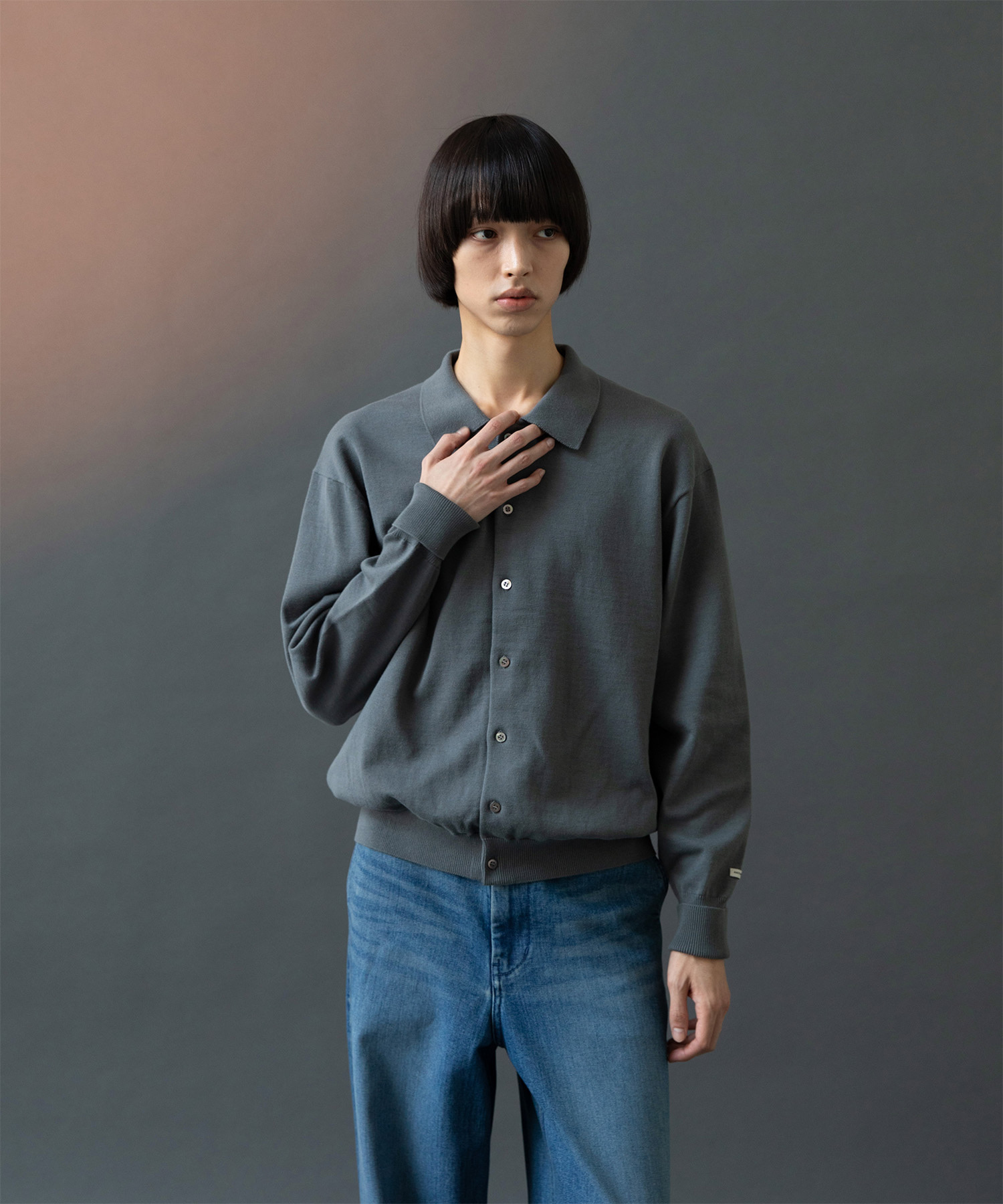 Scape Knit Polo Cardigan (Gray) - 어나더오피스