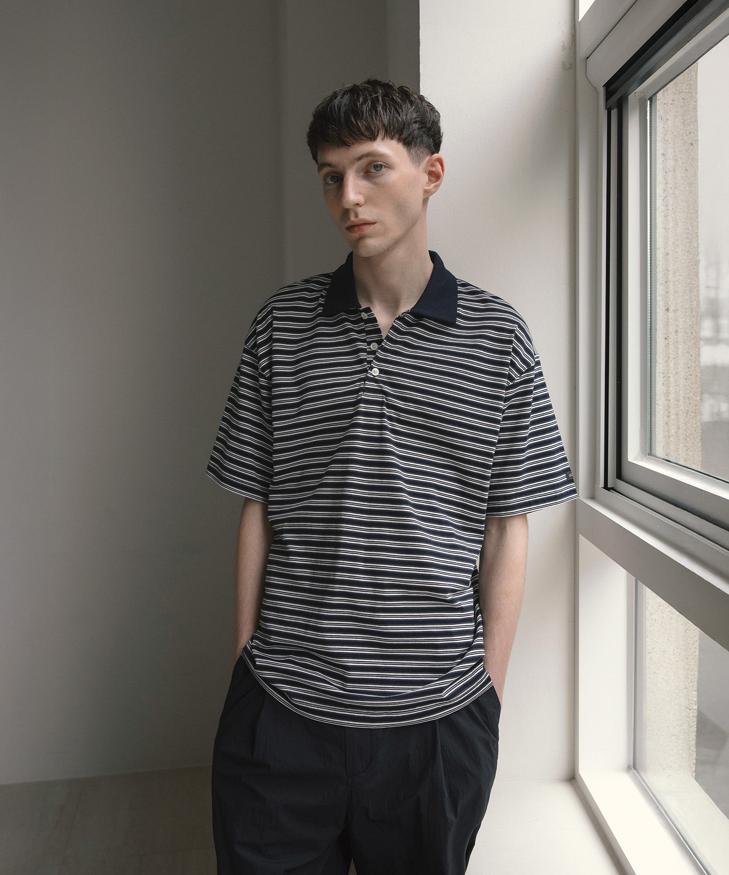 Brief Stripe Short Sleeve T (Navy) - 어나더오피스