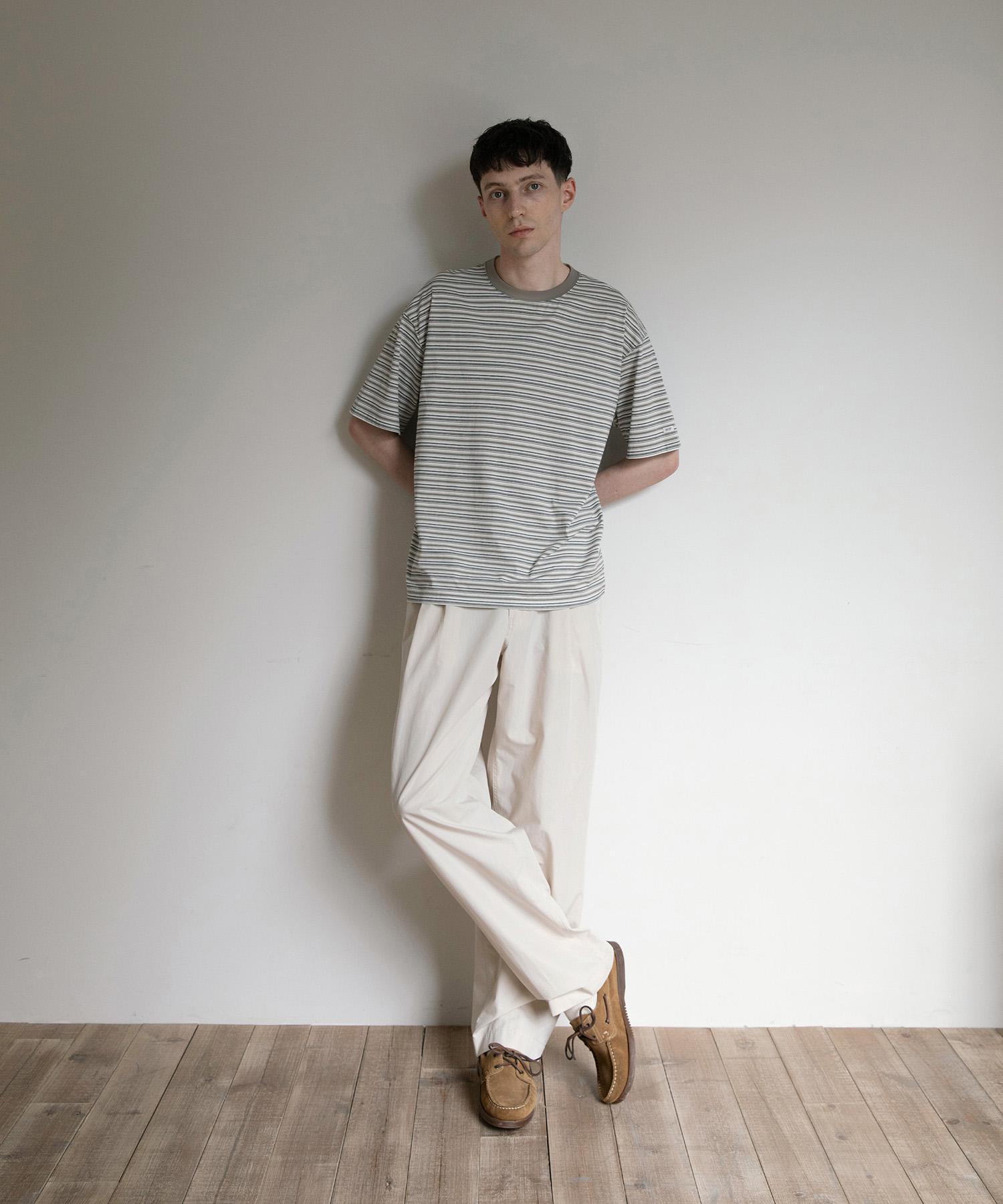 Zephyr Stripe Short Sleeve T (Light Khaki) - 어나더오피스