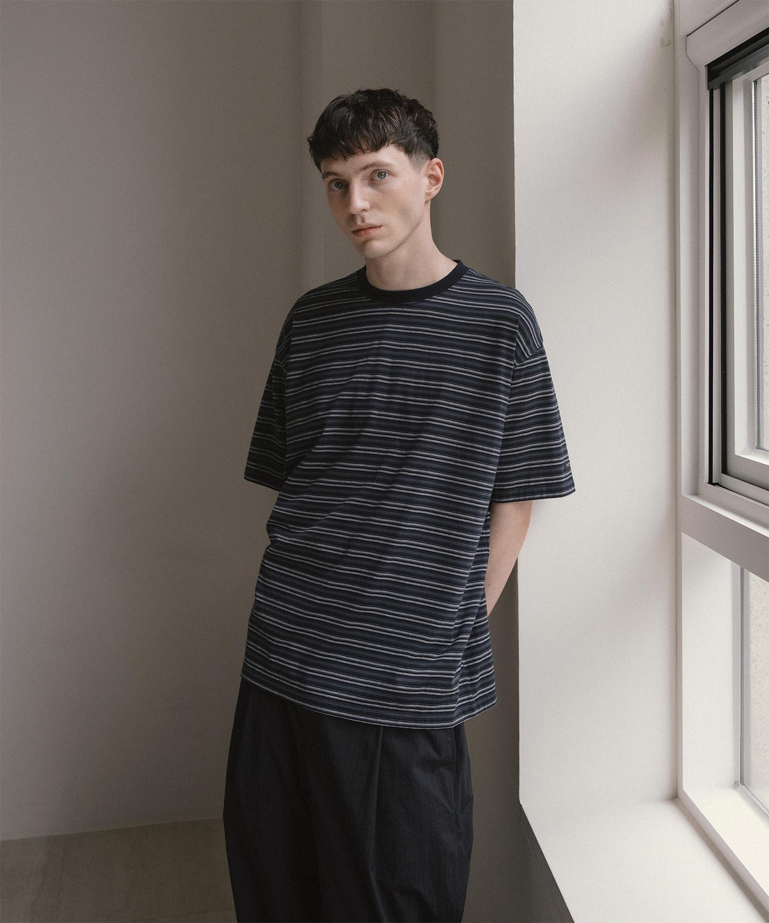 Zephyr Stripe Short Sleeve T (Dark Navy) - 어나더오피스