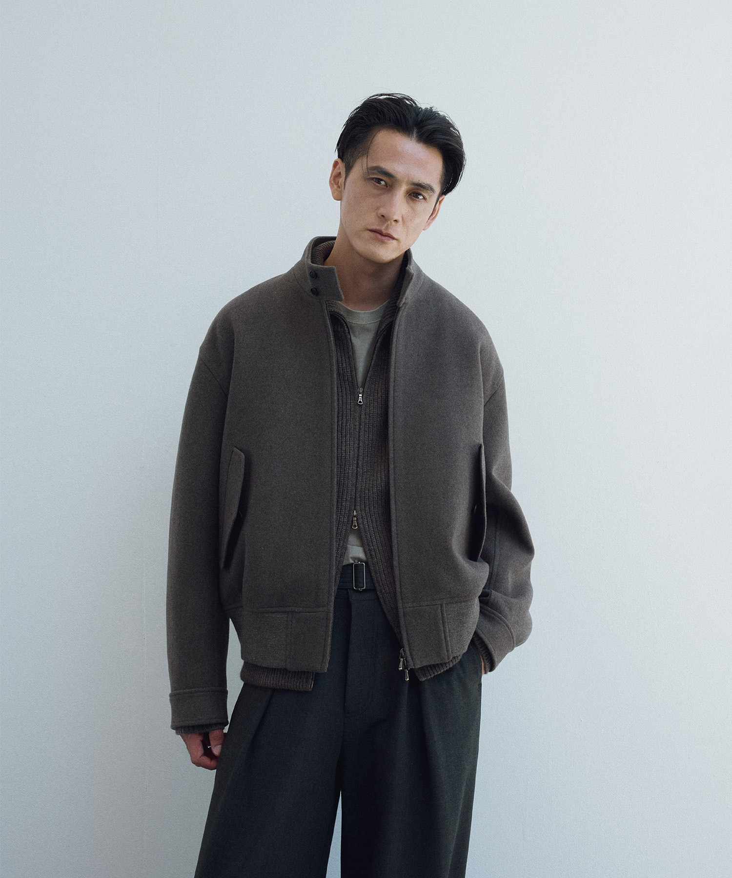 어나더오피스 Huge Harrington Jacket (Mink brown) | 울 캐시미어 