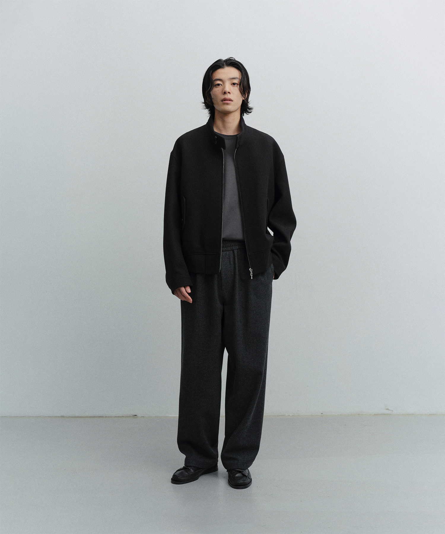어나더오피스 Huge Harrington Jacket (Black) | 울 캐시미어 해링턴 자켓