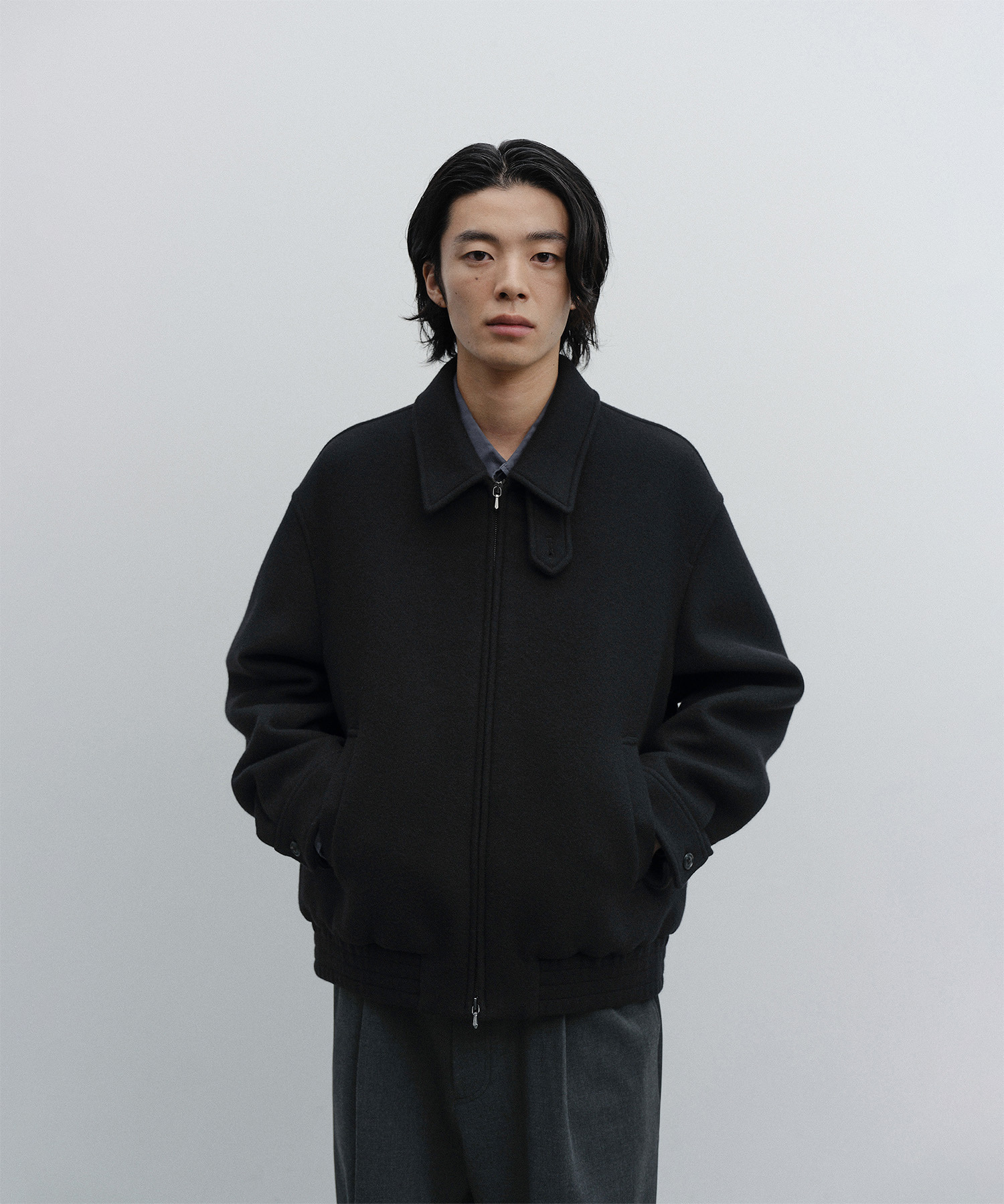 어나더오피스 Volume Blouson (Black) | 울 캐시미어 블루종 자켓