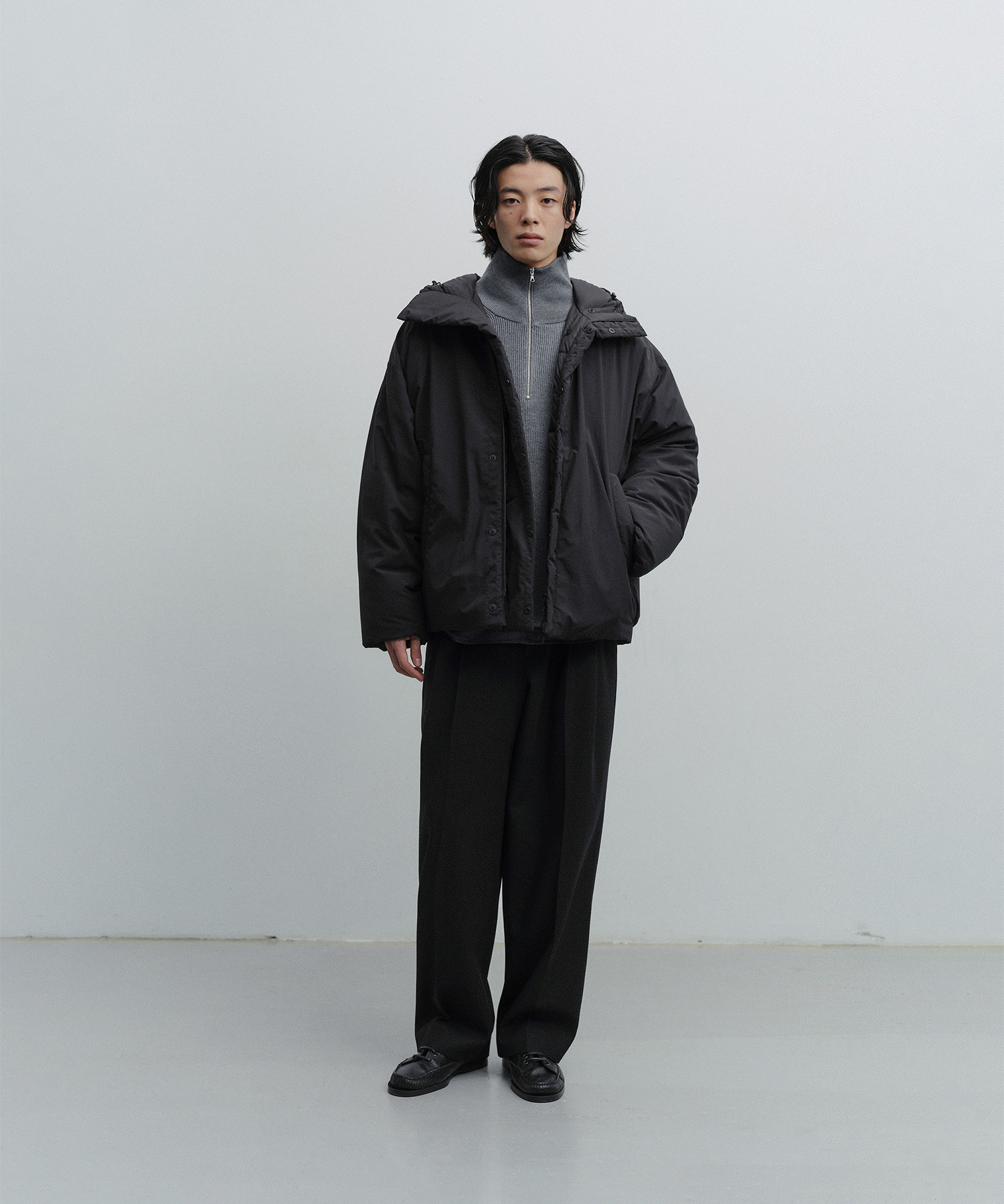ANOTHER OFFICE　man Down Jacket black Snowman Hooded Down Jacket (Black) - 어나더오피스