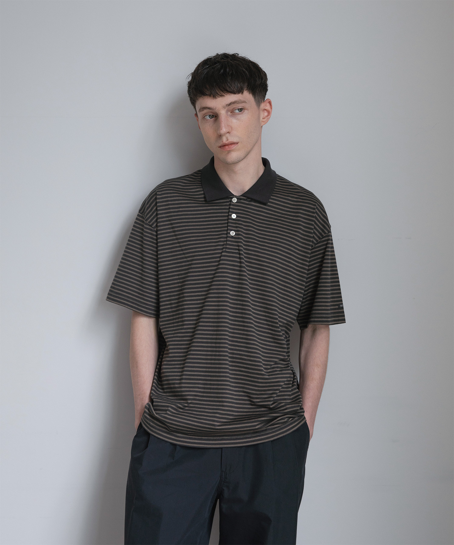 Brief Stripe Short Sleeve T (Charcoal) - 어나더오피스