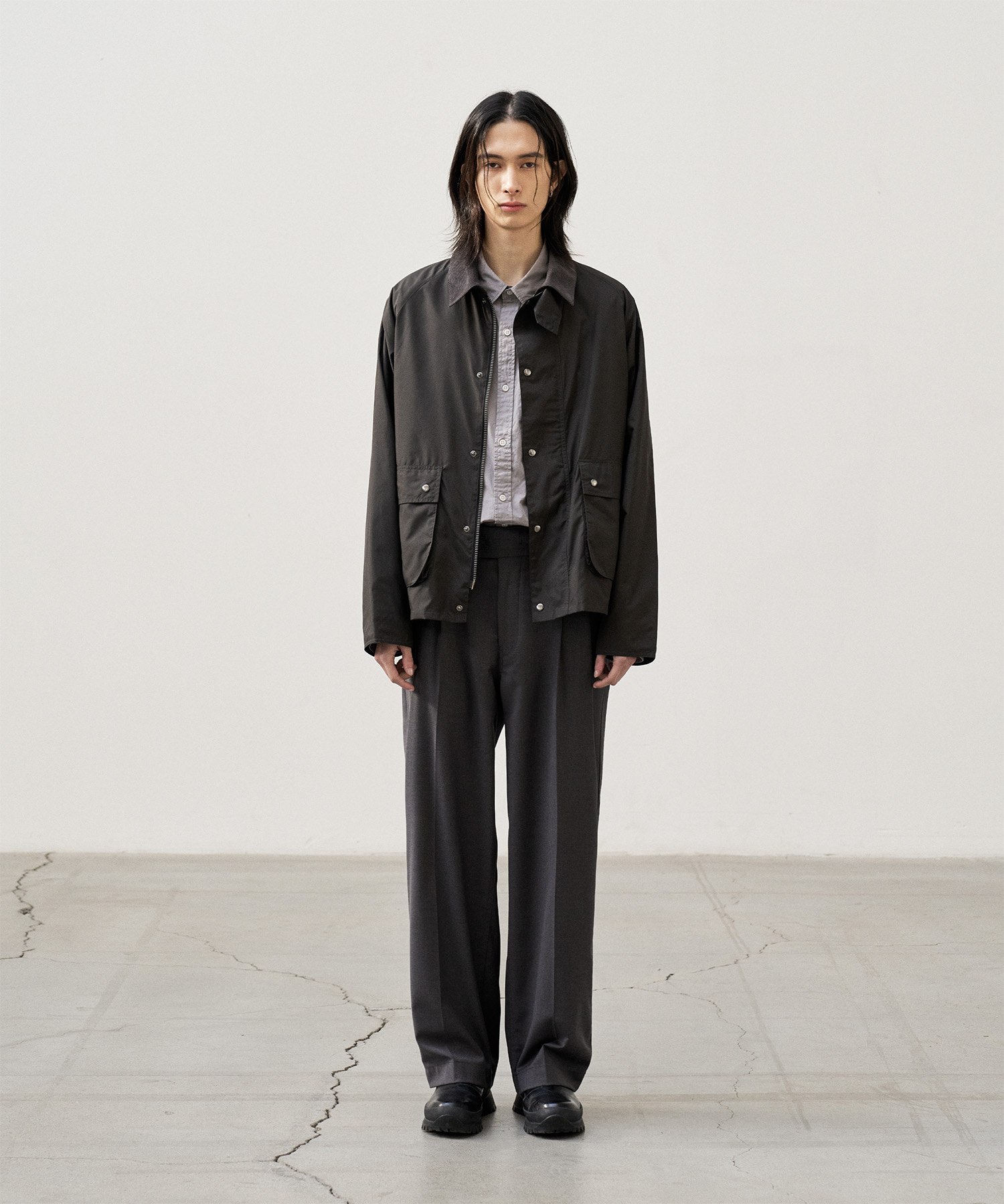 AnotherOffice santiago スラックス charcoal ANOTHER OFFICE Santiago Slacks Standard[BSM47-AOEFPT005