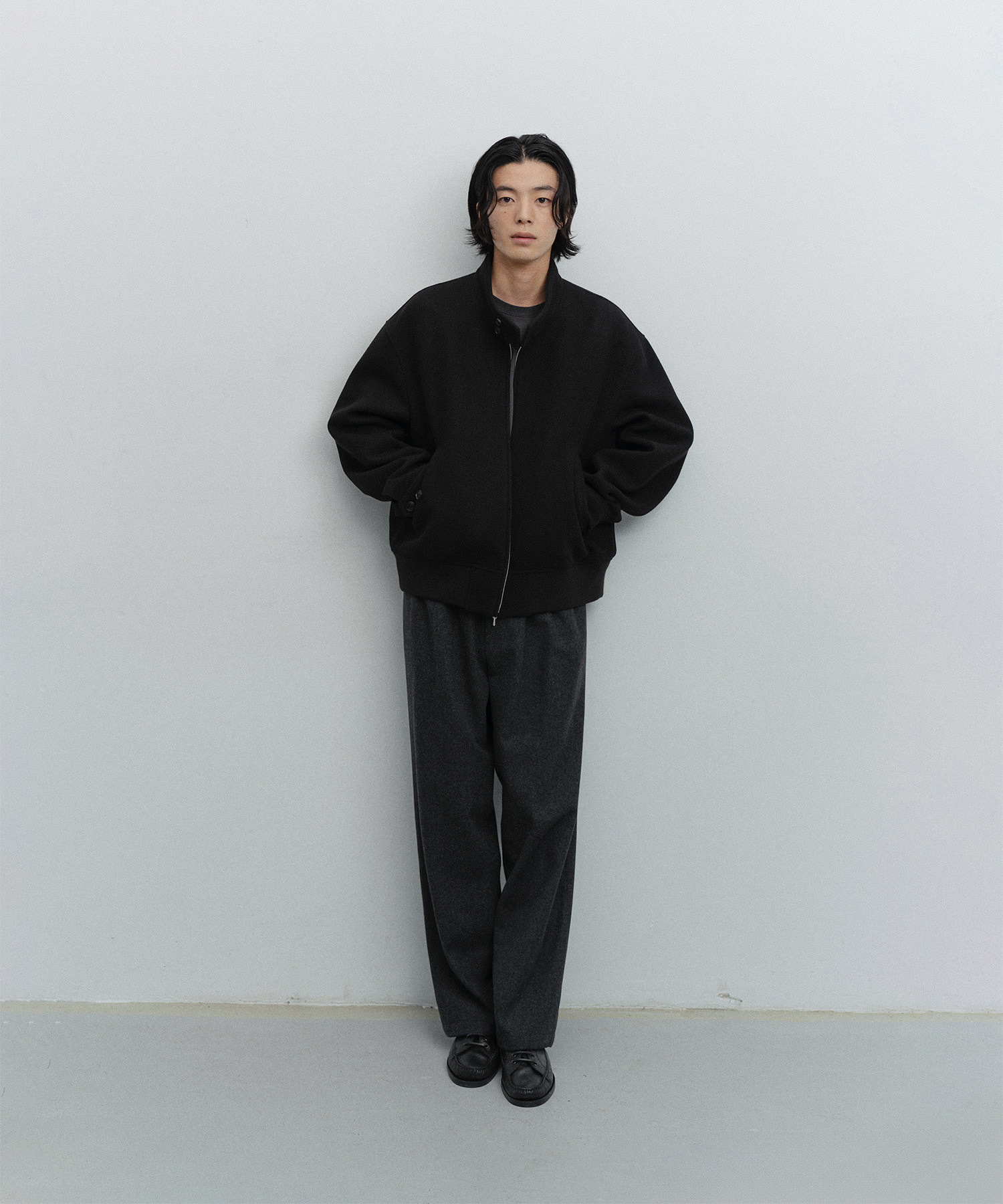 어나더오피스 Huge Harrington Jacket (Black) | 울 캐시미어 해링턴 자켓