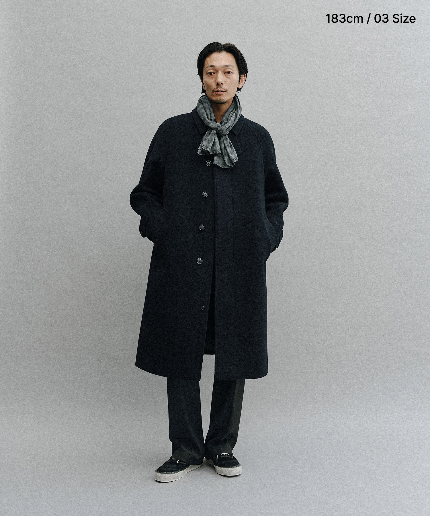 デ*ン様 値下❌　HERNO Balmacaan Coat Navy オーバーサ 예약배송] Legacy Balmacaan Coat (Dark Navy) - 어나더오피스