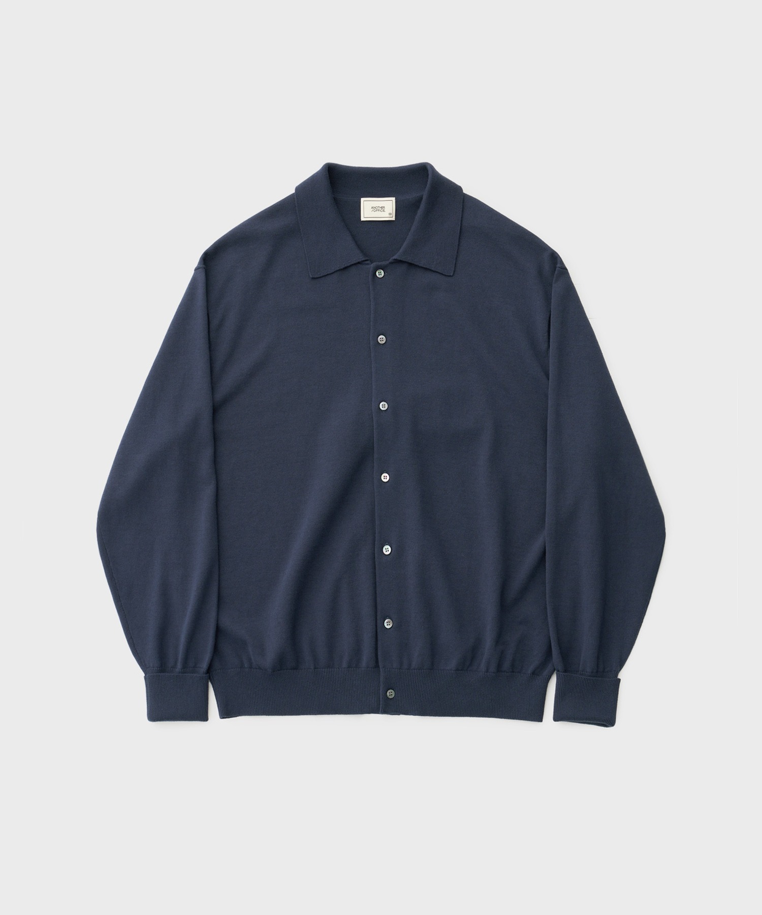 Scape Knit Polo Cardigan (Gray Navy Stripe) - 어나더오피스