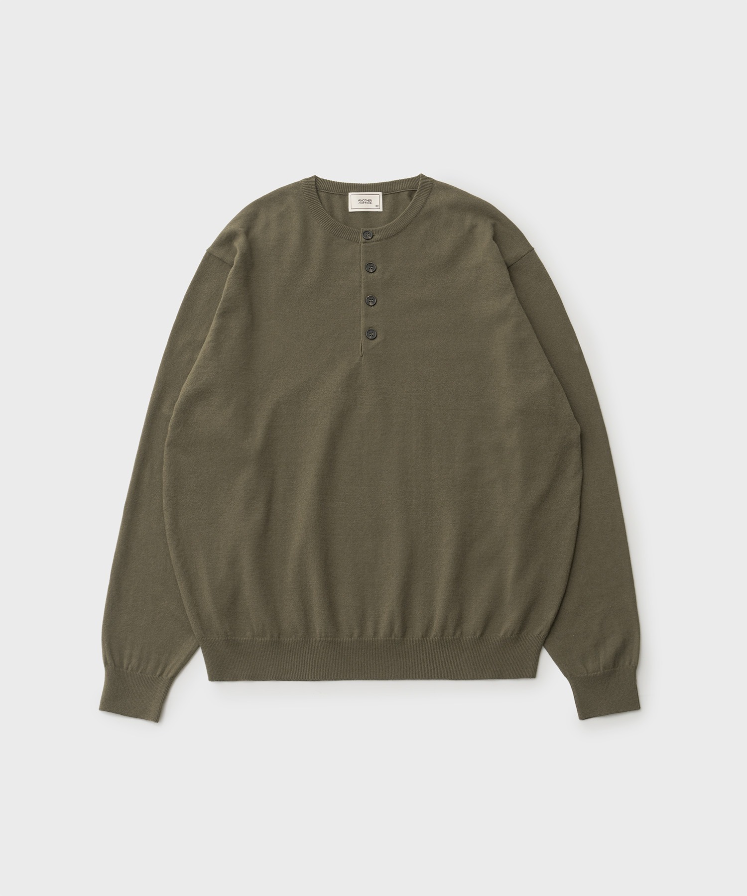 French Henry Neck Knit (Army Khaki) - 어나더오피스 elegant henry 