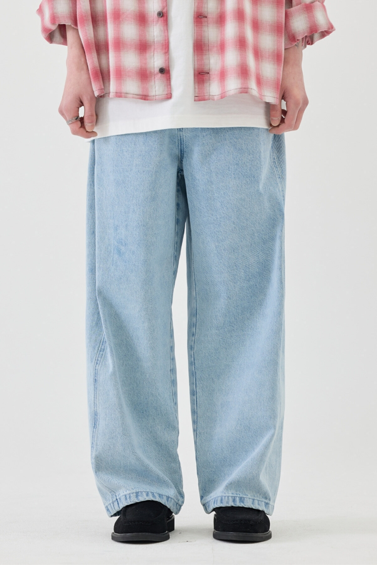 Vintage Washed Curved Denim - Light Blue - eastserviceshop