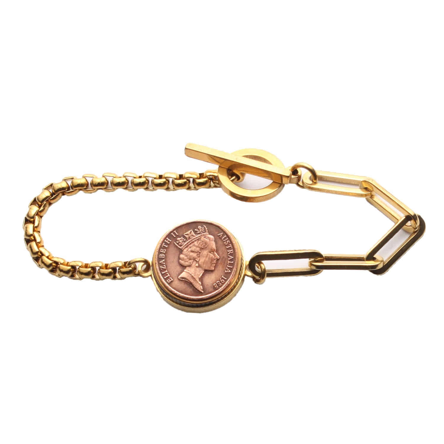 엘리자베스 3세대 로즈 골드 엔틱 코인 / 하프 & 하프 팔찌 | 쎄븐마일싸우스