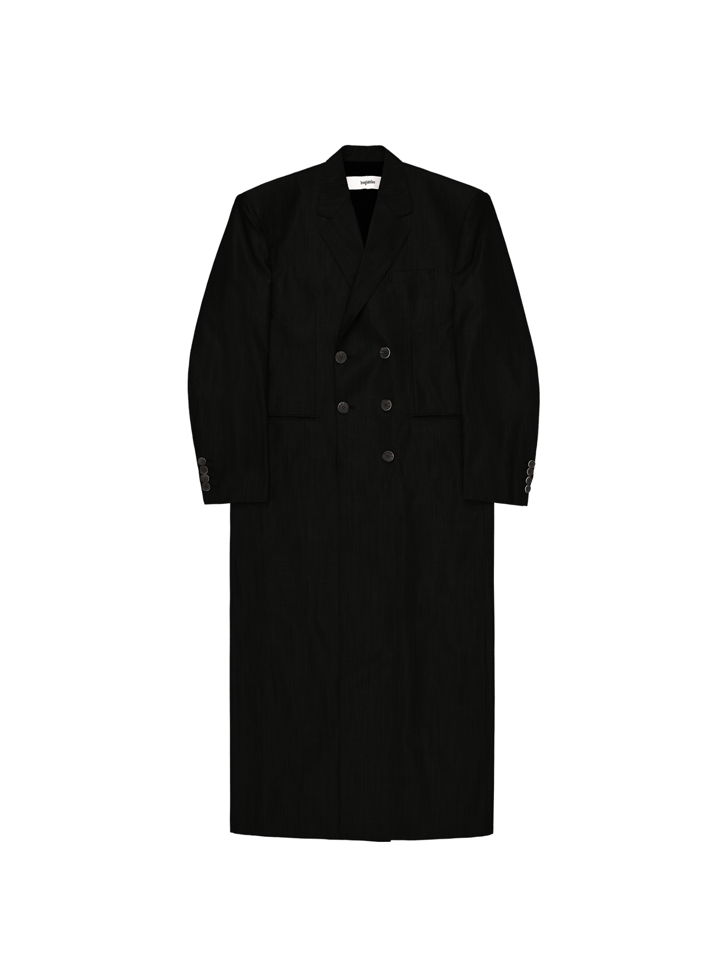 Wool Double-Breasted Maxi Coat / Black