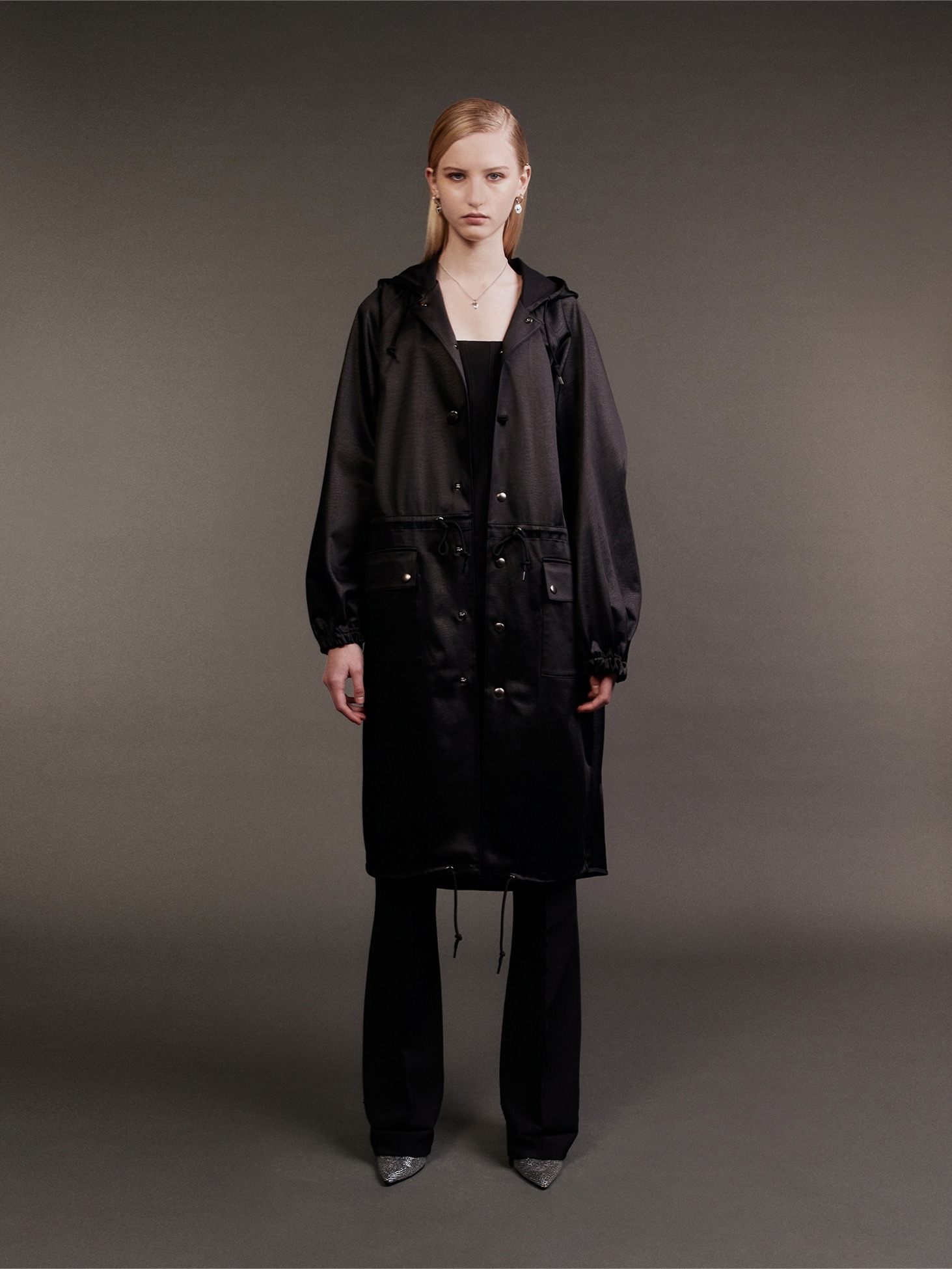 Python Print Fishtail Coat / Black
