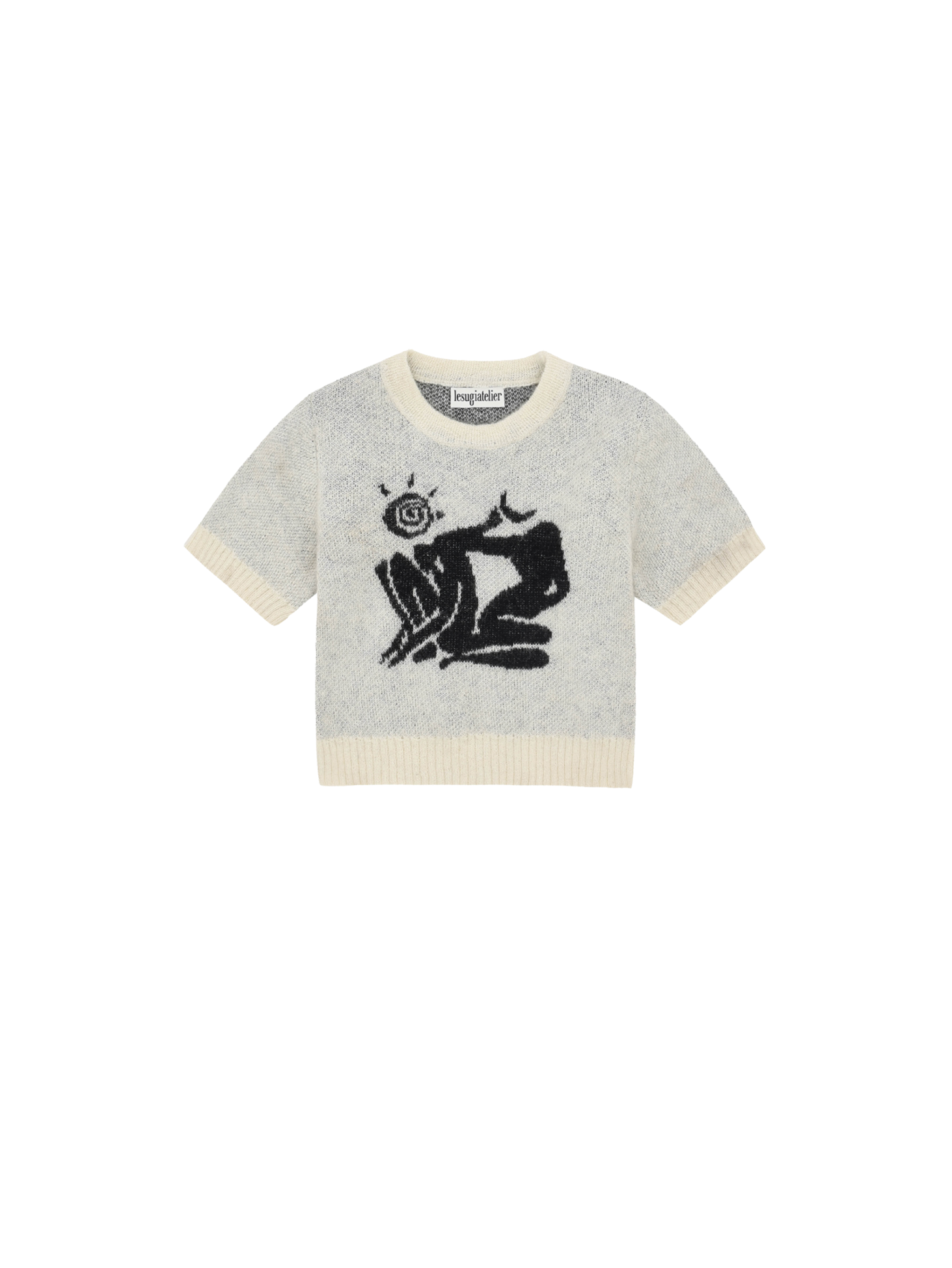 Day Crop Half Sleeve Mohair Top / Ivory