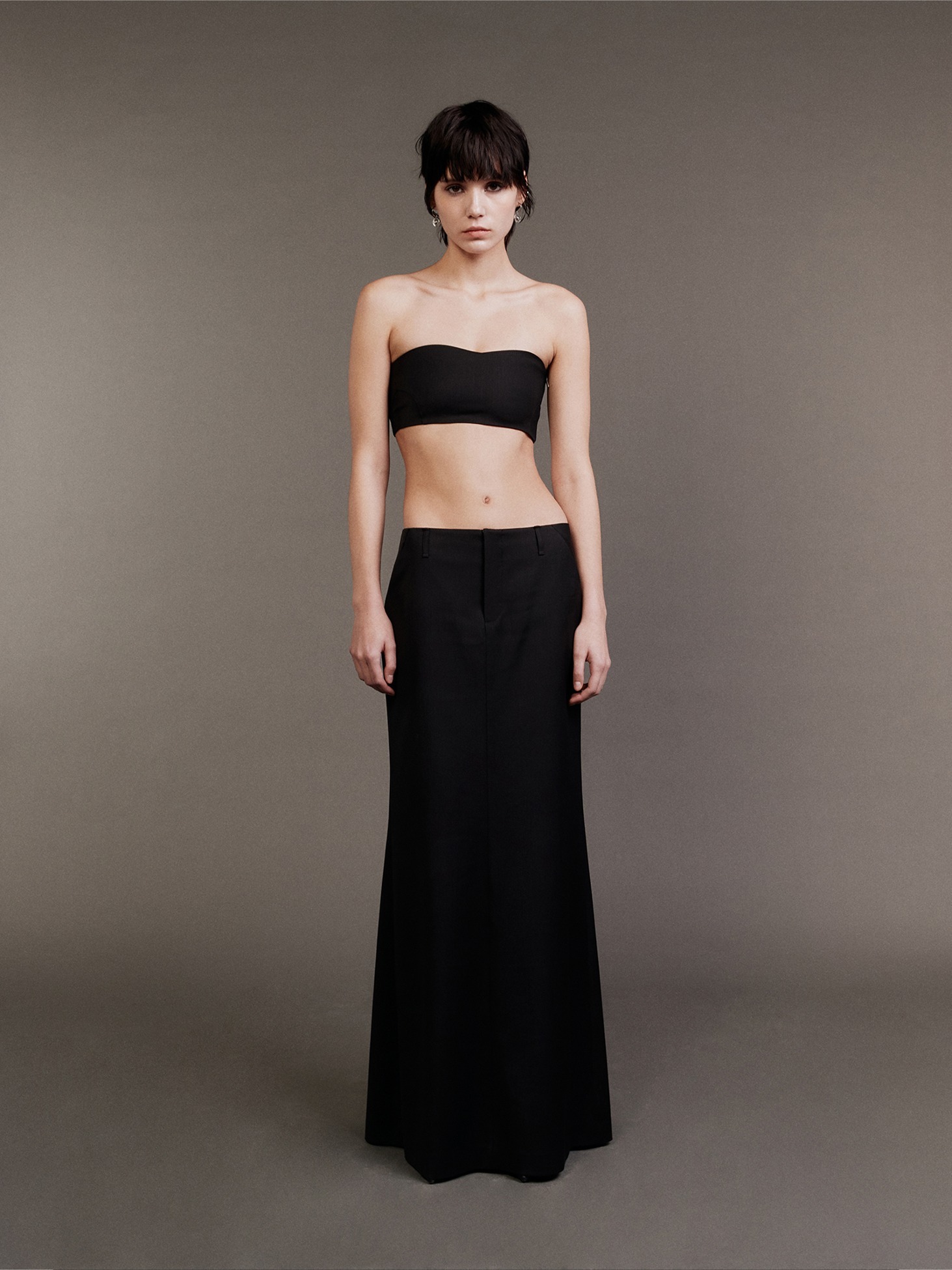 Wool Tailored Maxi Skirt / Black