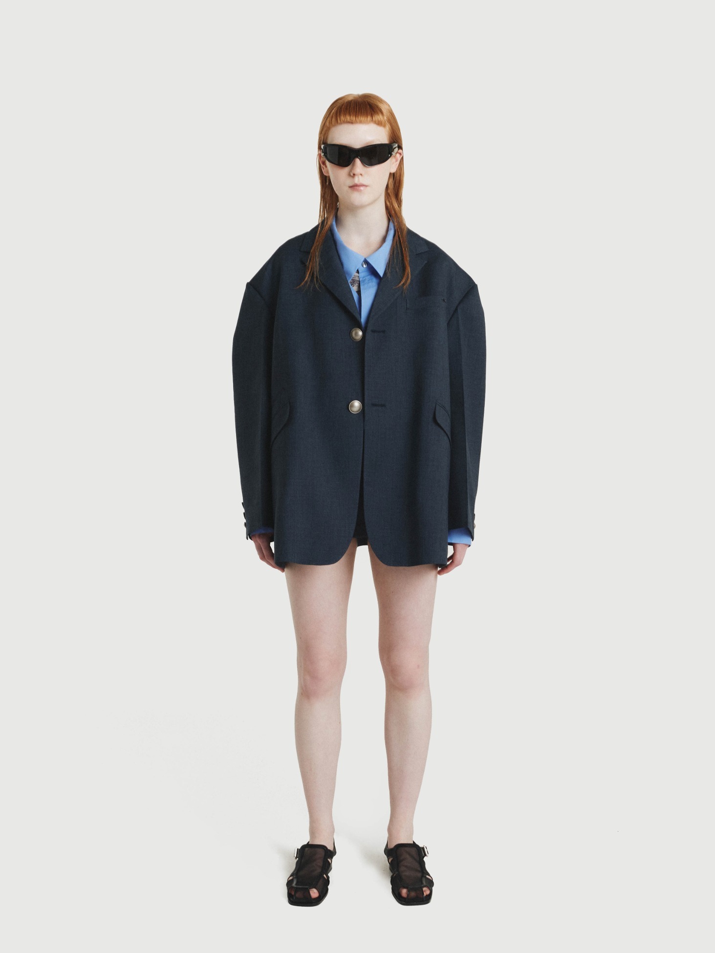 Oversized Single-Breasted Blazer / Navy