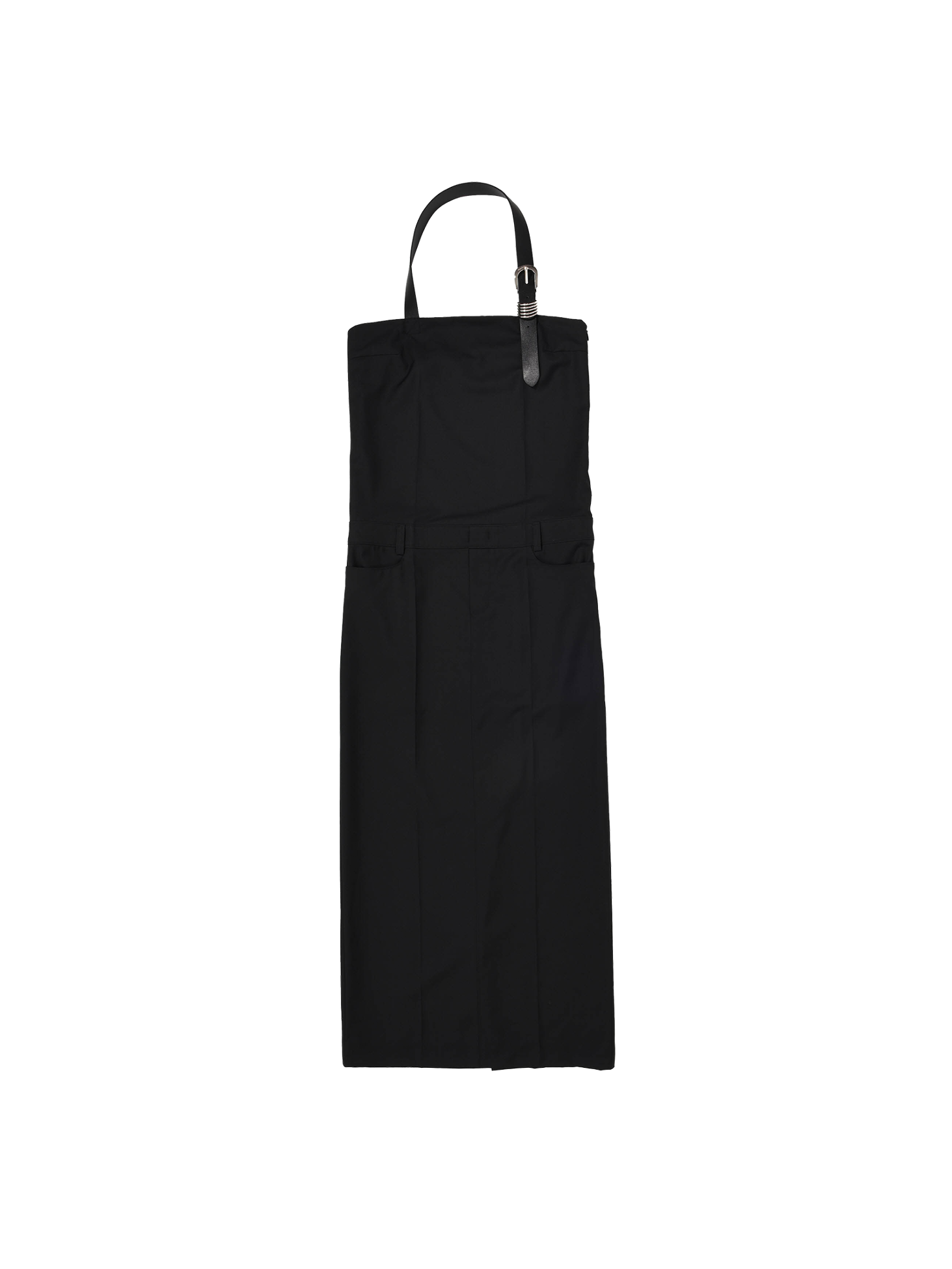 Belted Halter-Neck Long Dress / Black