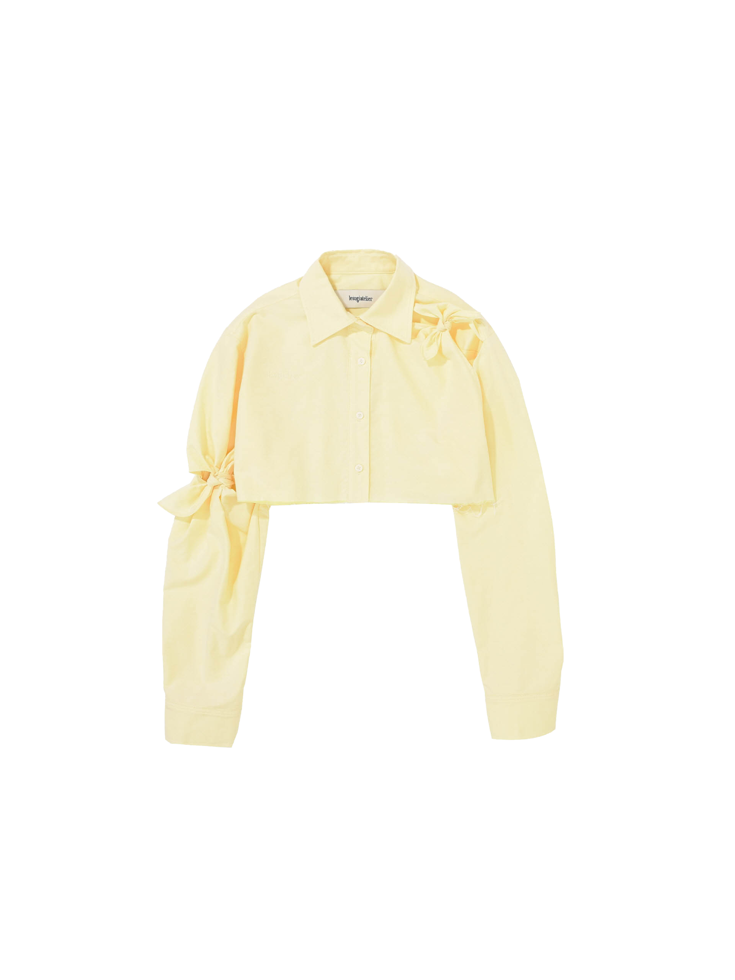 Knotted Cut-Out Cropped Shirt / Yellow