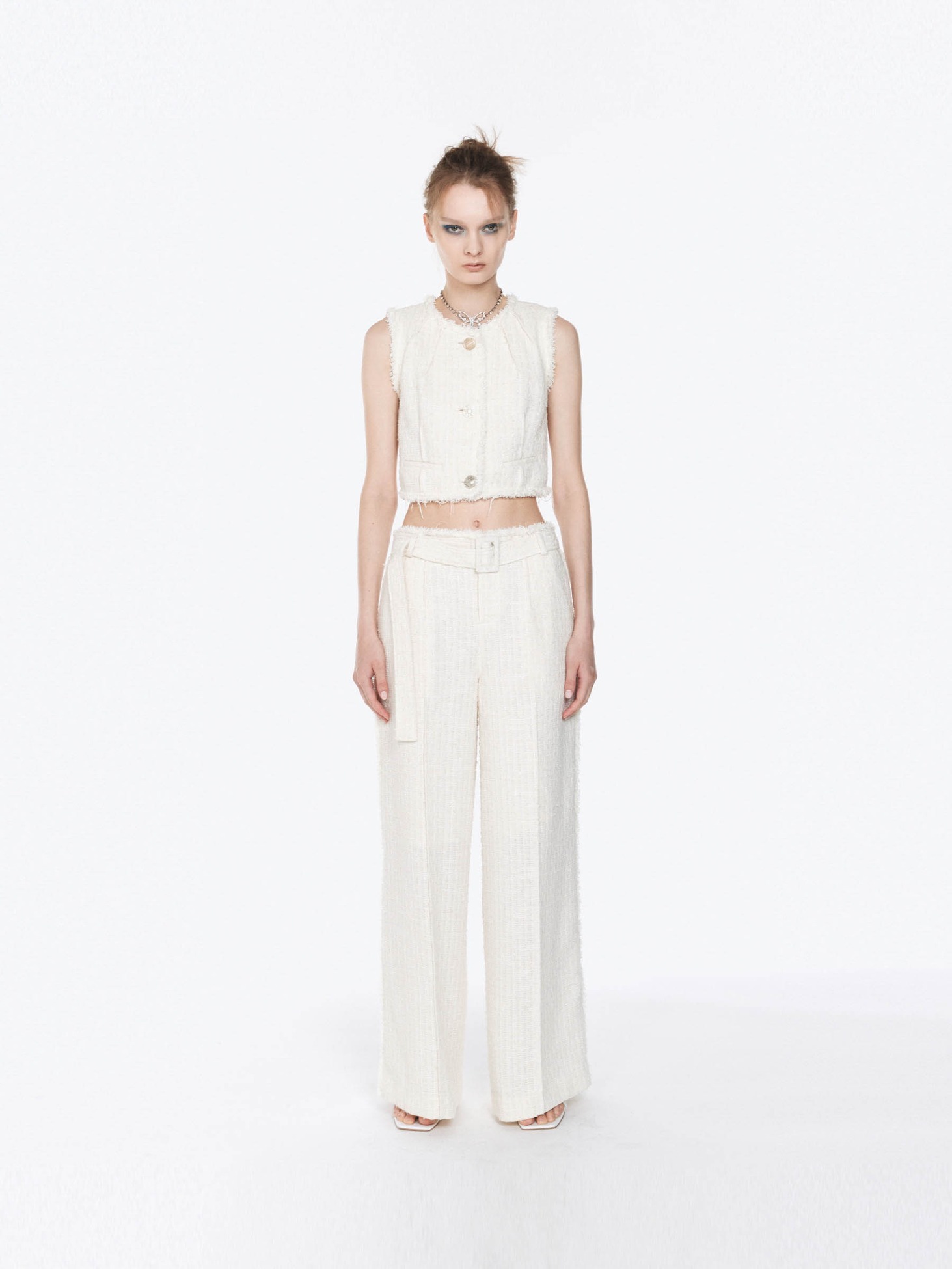 Tweed Cropped Vest / Ivory