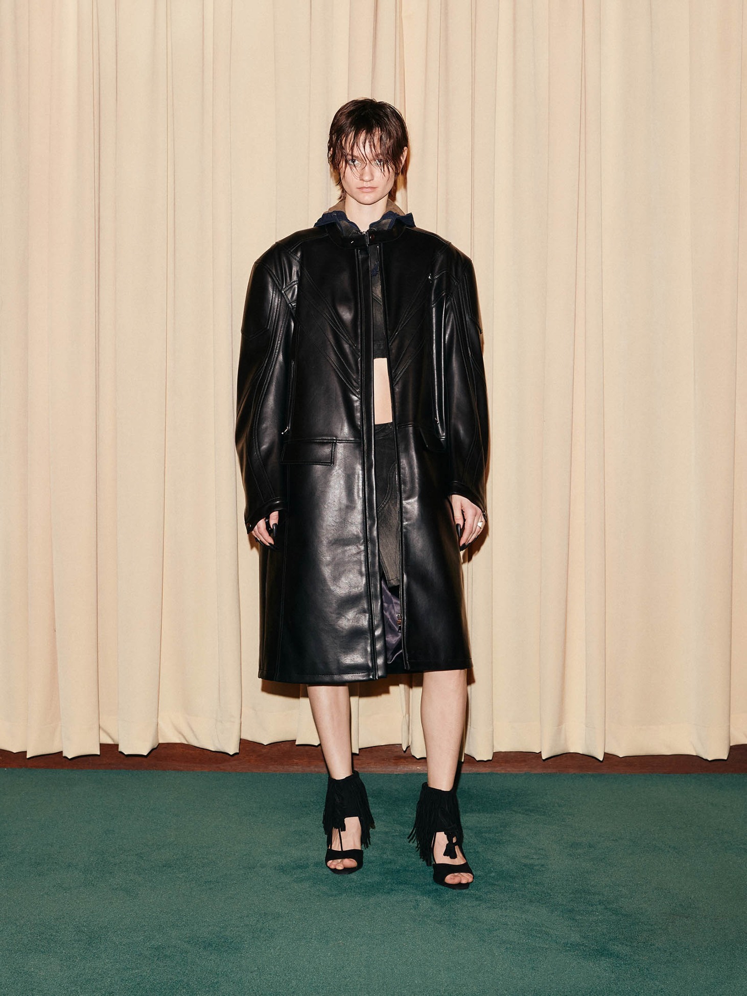 Motor biker long jacket / Black