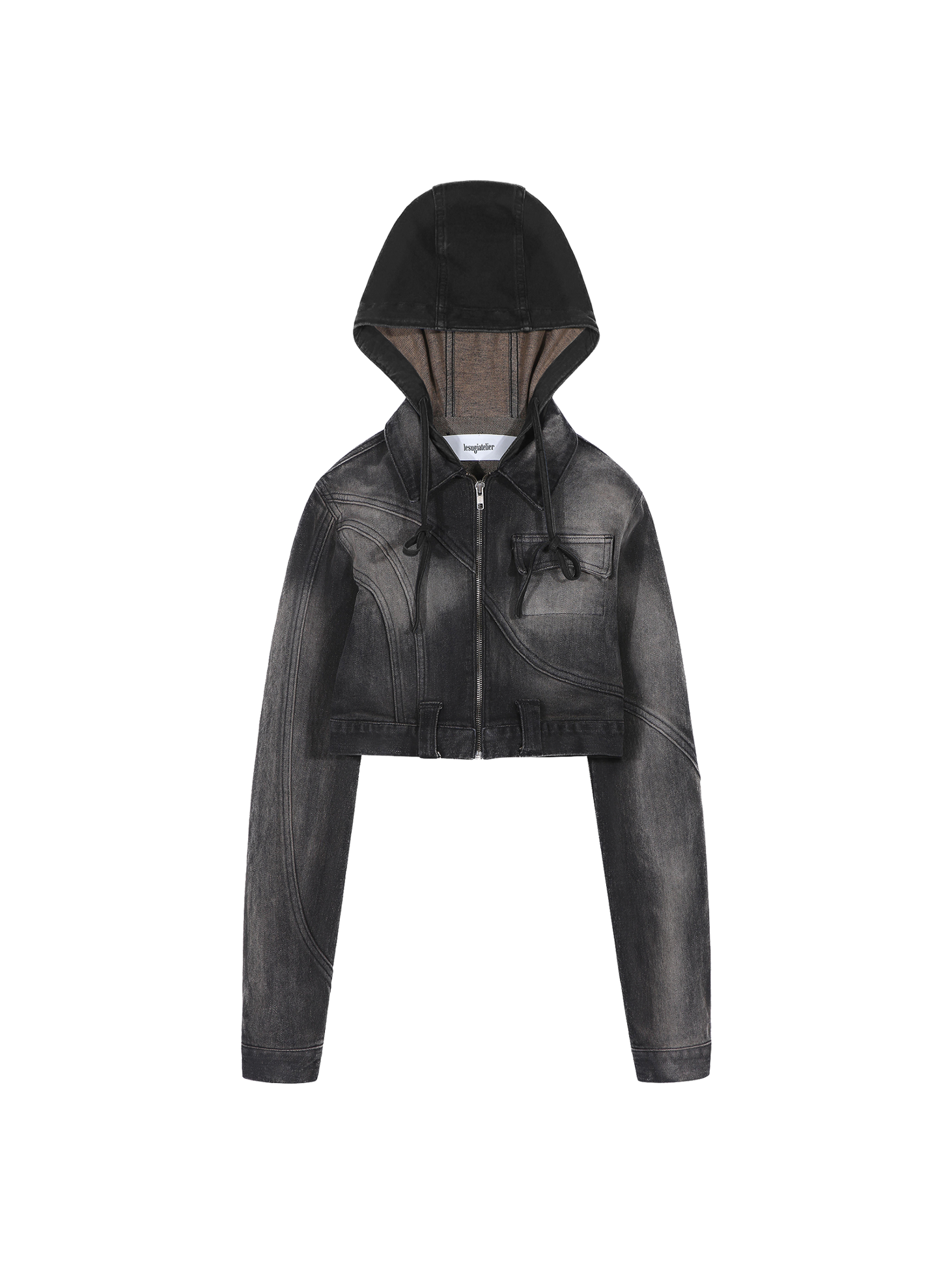 Silhouette denim hooded jacket / Black