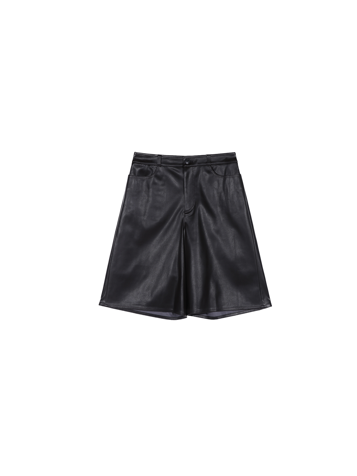 Faux Leather Wide Shorts / Brown