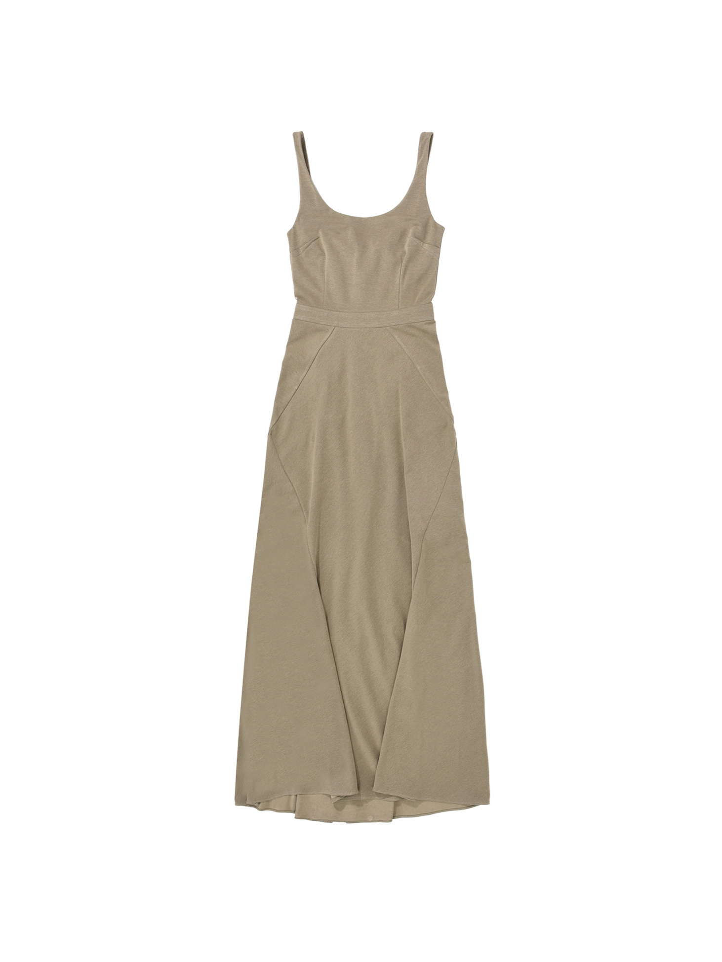 Dart Cutting Line Sleeveless Long Dress / Beige