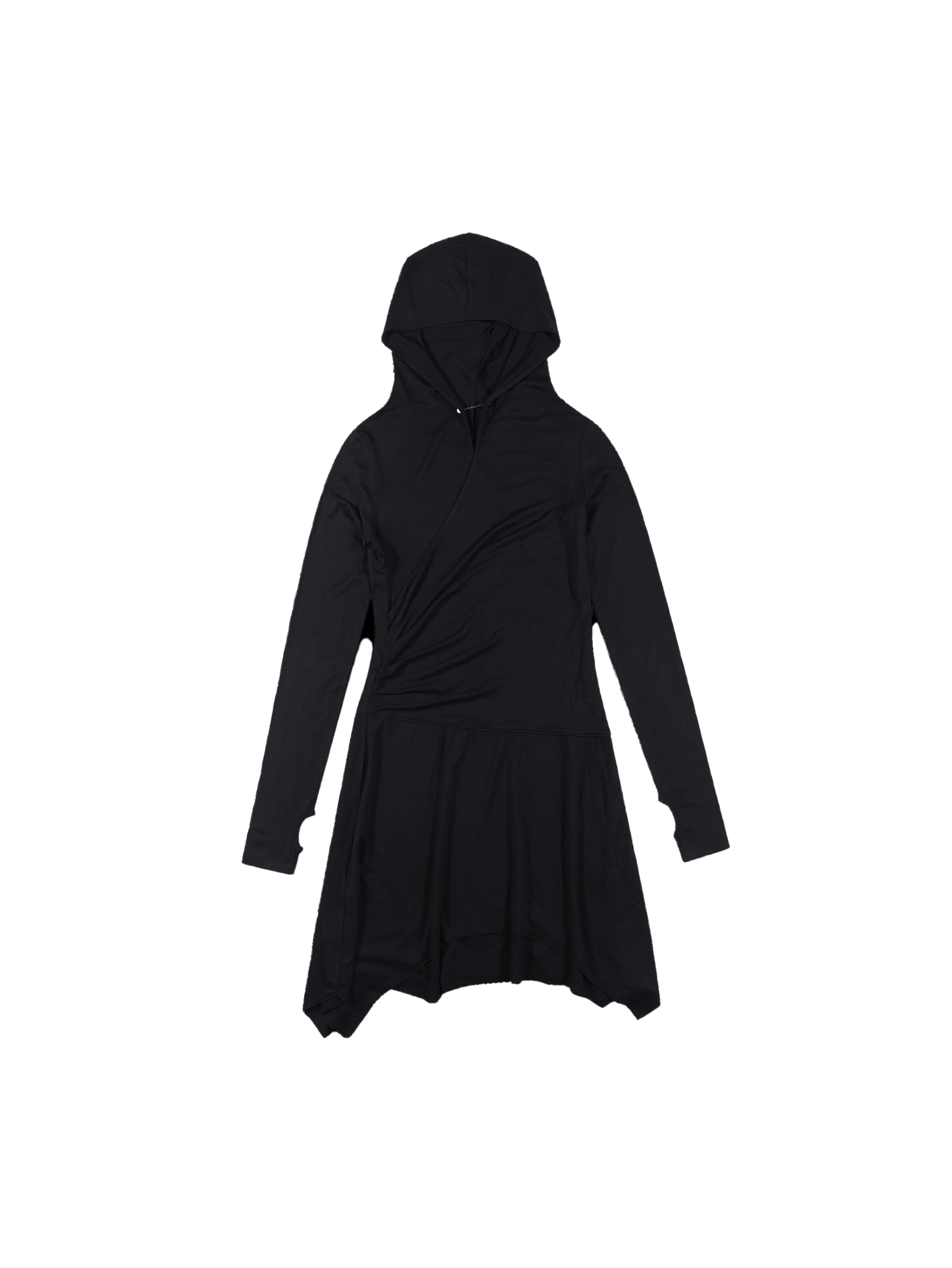 Draped hooded dress / Black