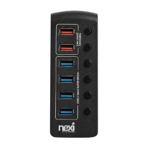 넥시 USB3.1 C타입 Gen2 4포트 + 충전 2포트(QC2.4) 유전원허브