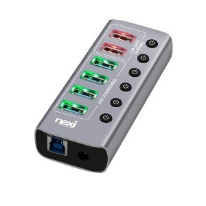 [리퍼제품] 넥시 USB3.0 6포트 유전원 메탈 멀티허브