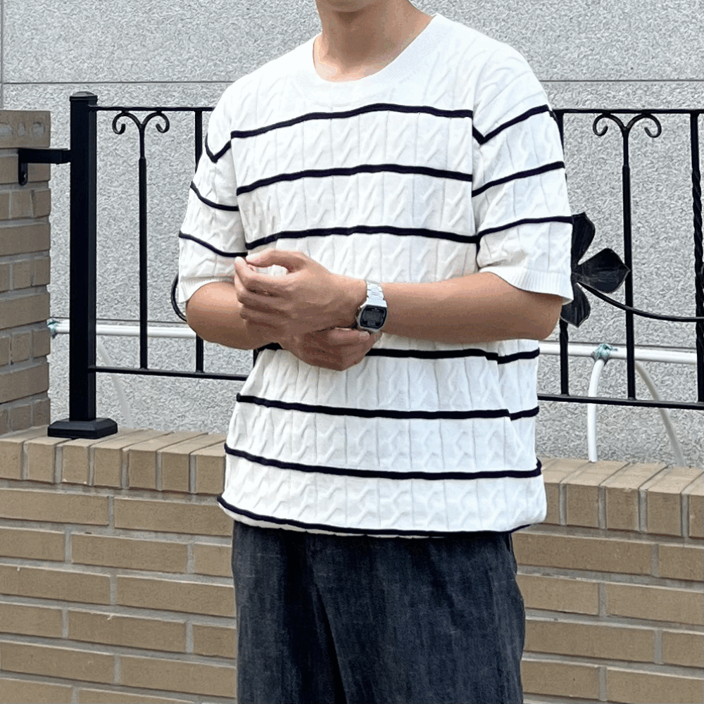 [세탁 가능] 션 단가라 케이블 니트