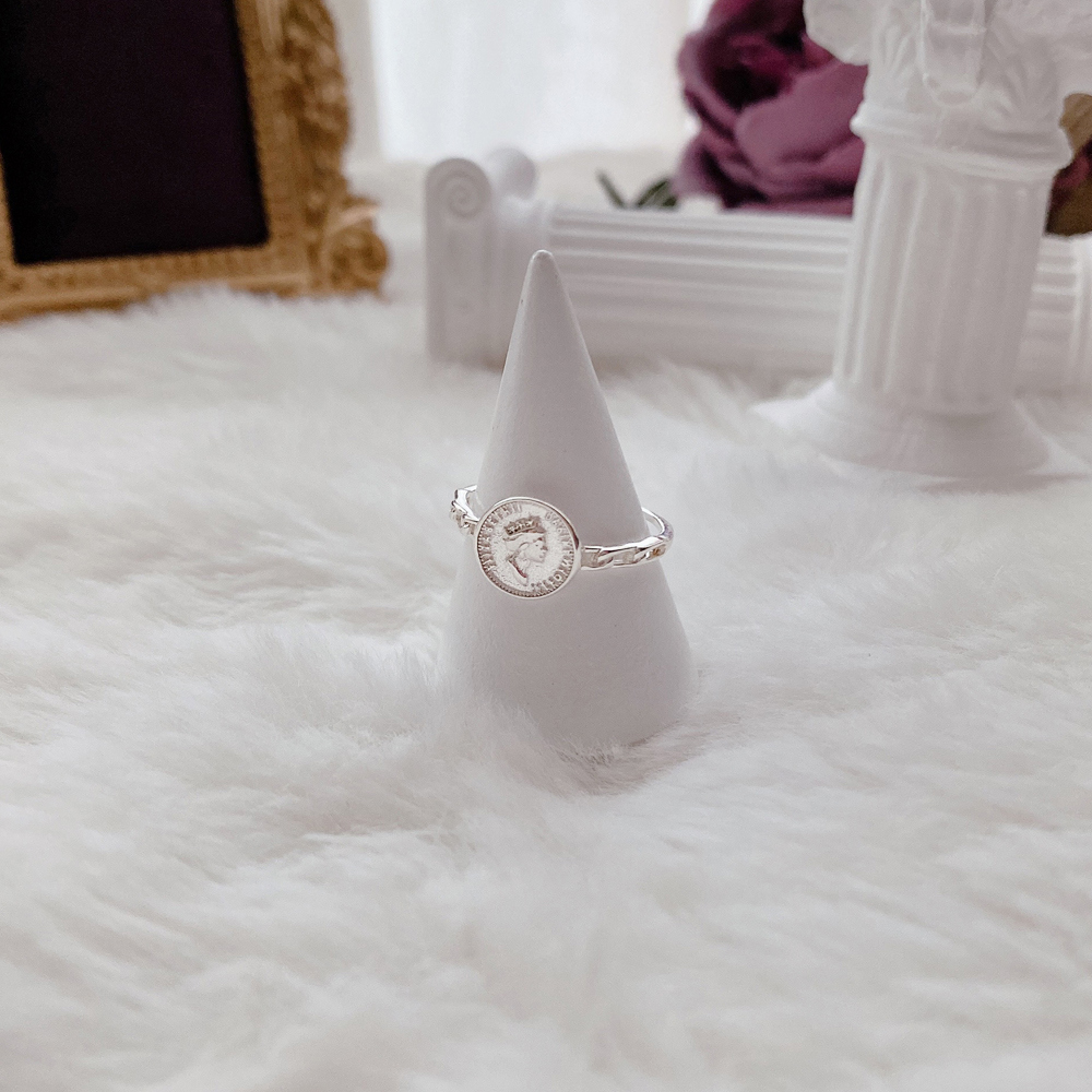 패션 바이 카카오 | 엘리자베스 코인 반지 순은 오픈링 실버 925