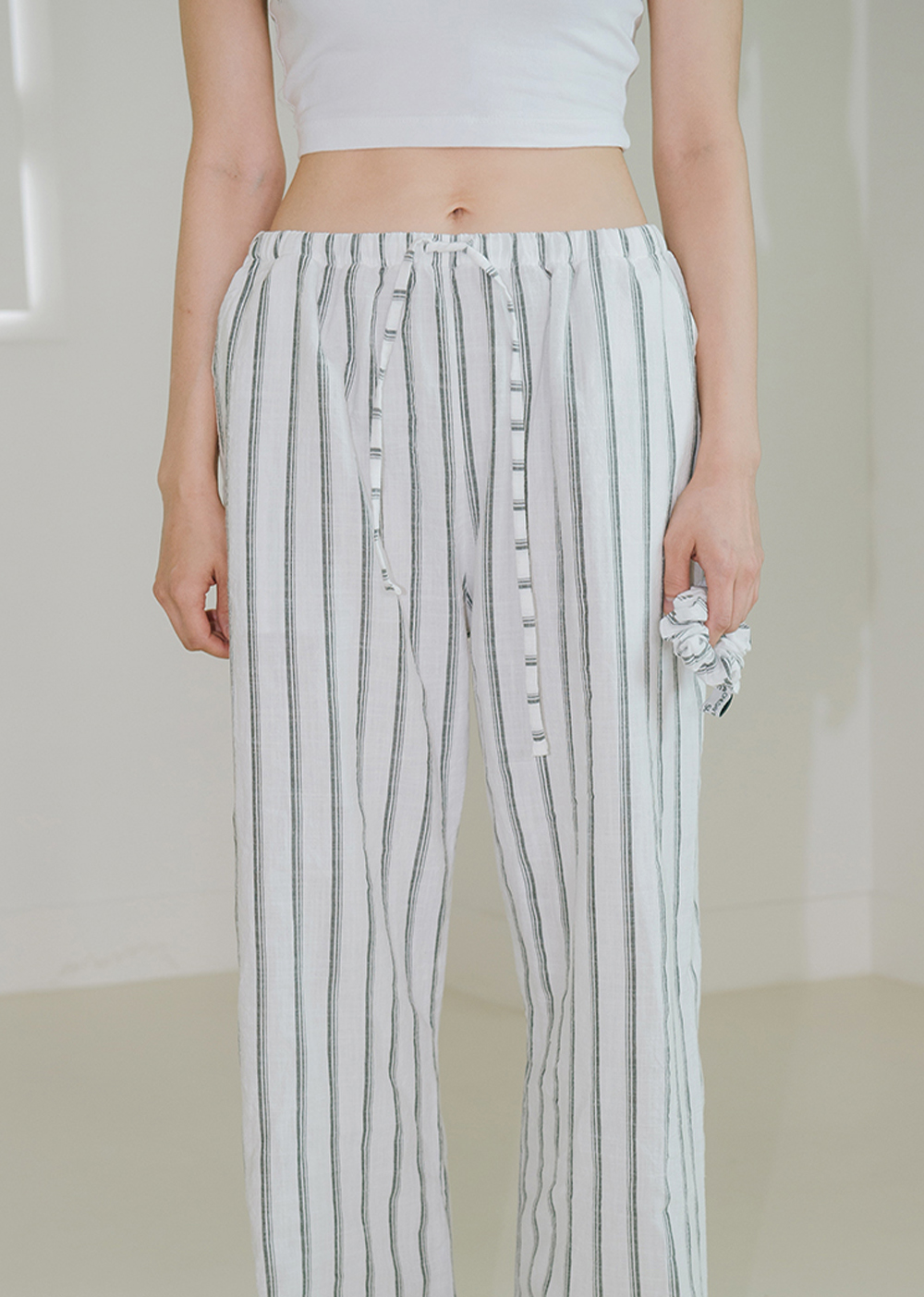 Sonia stripe pants - white