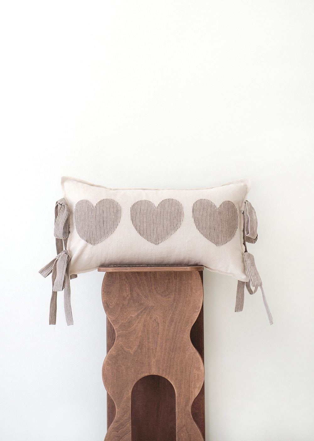 Heart cushion cover - brown