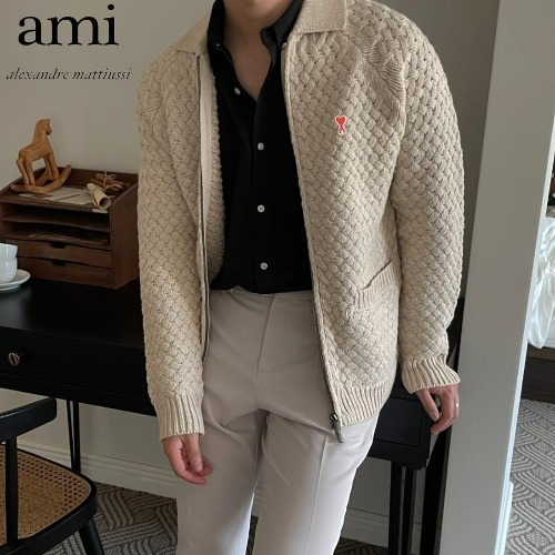 아미 우븐 니트집업