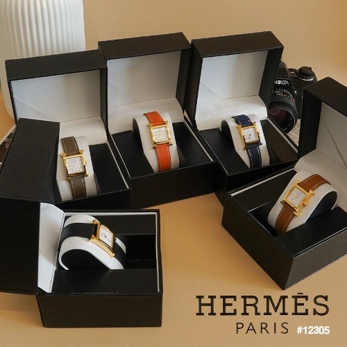 🔆 [HERMES] 에르메스 H아워 엡솜 금장 가죽 시계 5컬러 🔆