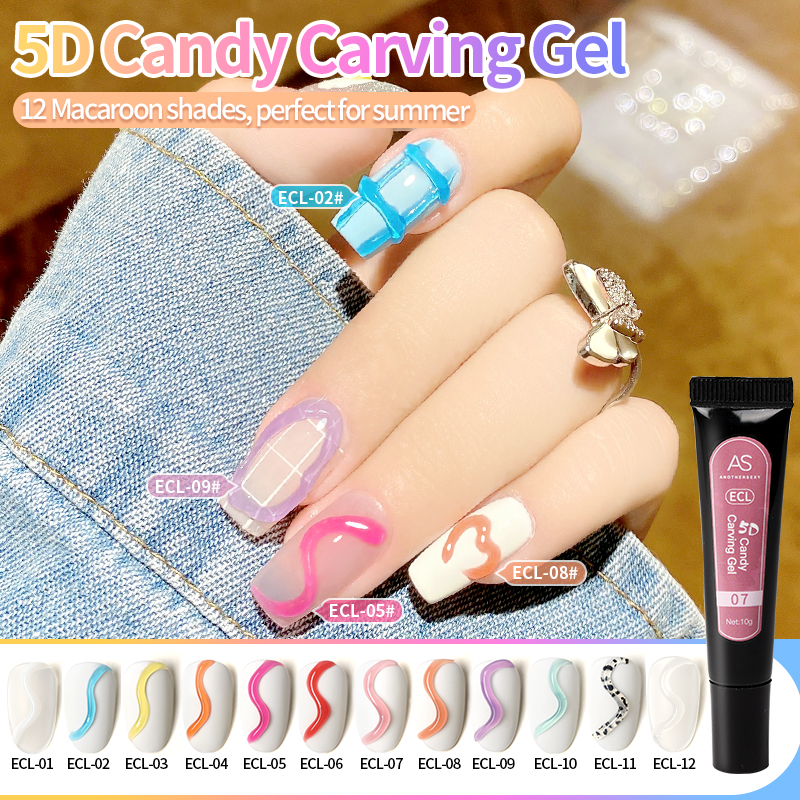 ECL 12종 AS 5D 캔디 카빙젤 3D 엠보젤 튜브젤 글리터젤 10g 10종 짜요 시럽젤