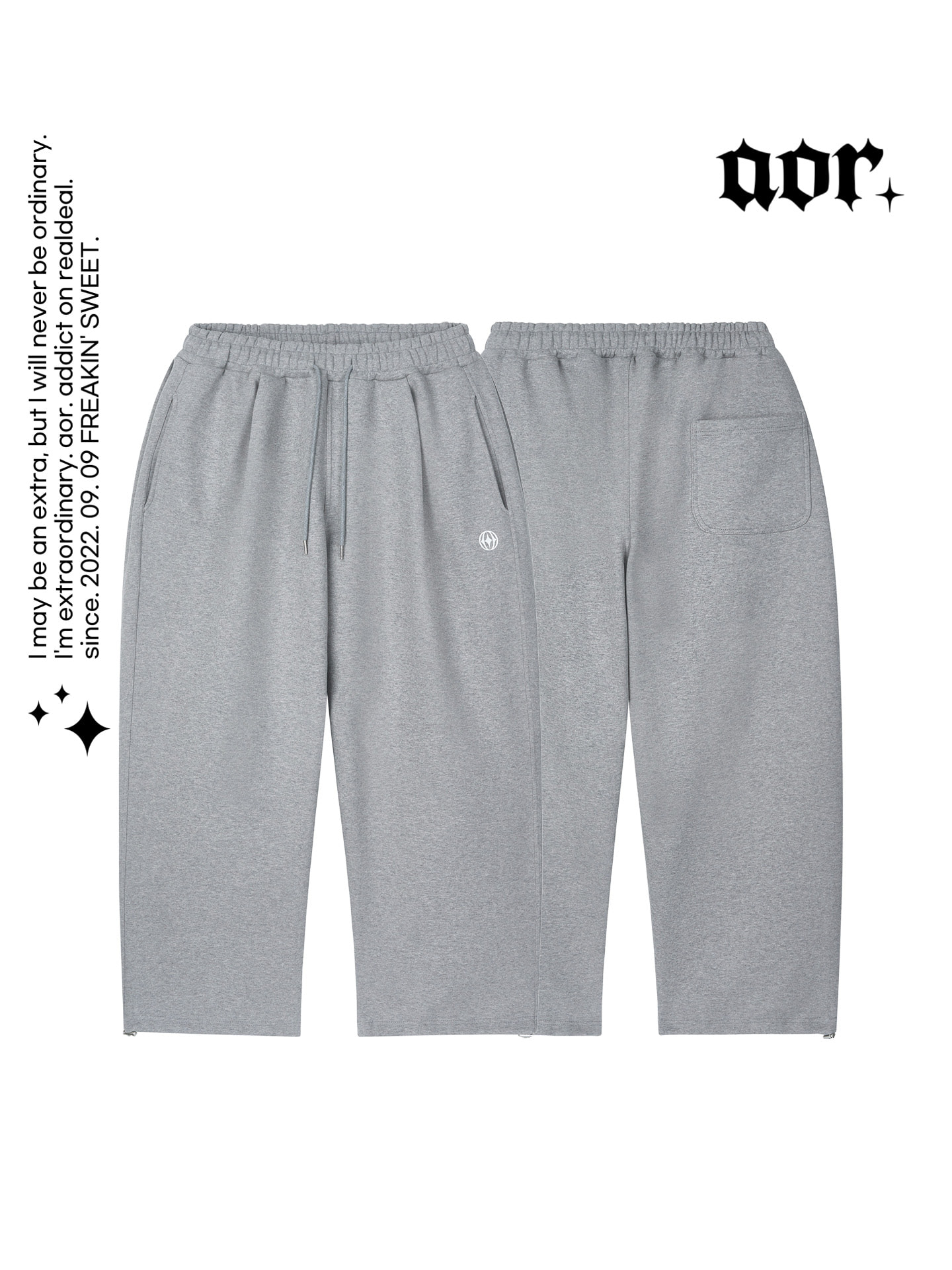 aor. SYMBOL LOGO HEAVY WIDE STRING PANTS GRAY-WHITE | 에이오알닷