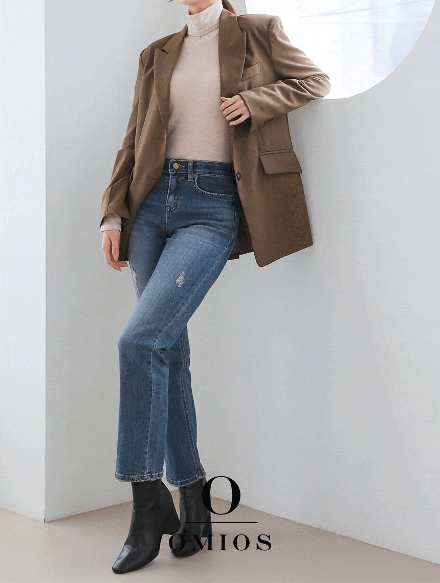 일자 워싱 심플 구제 데님 팬츠 [530863861]