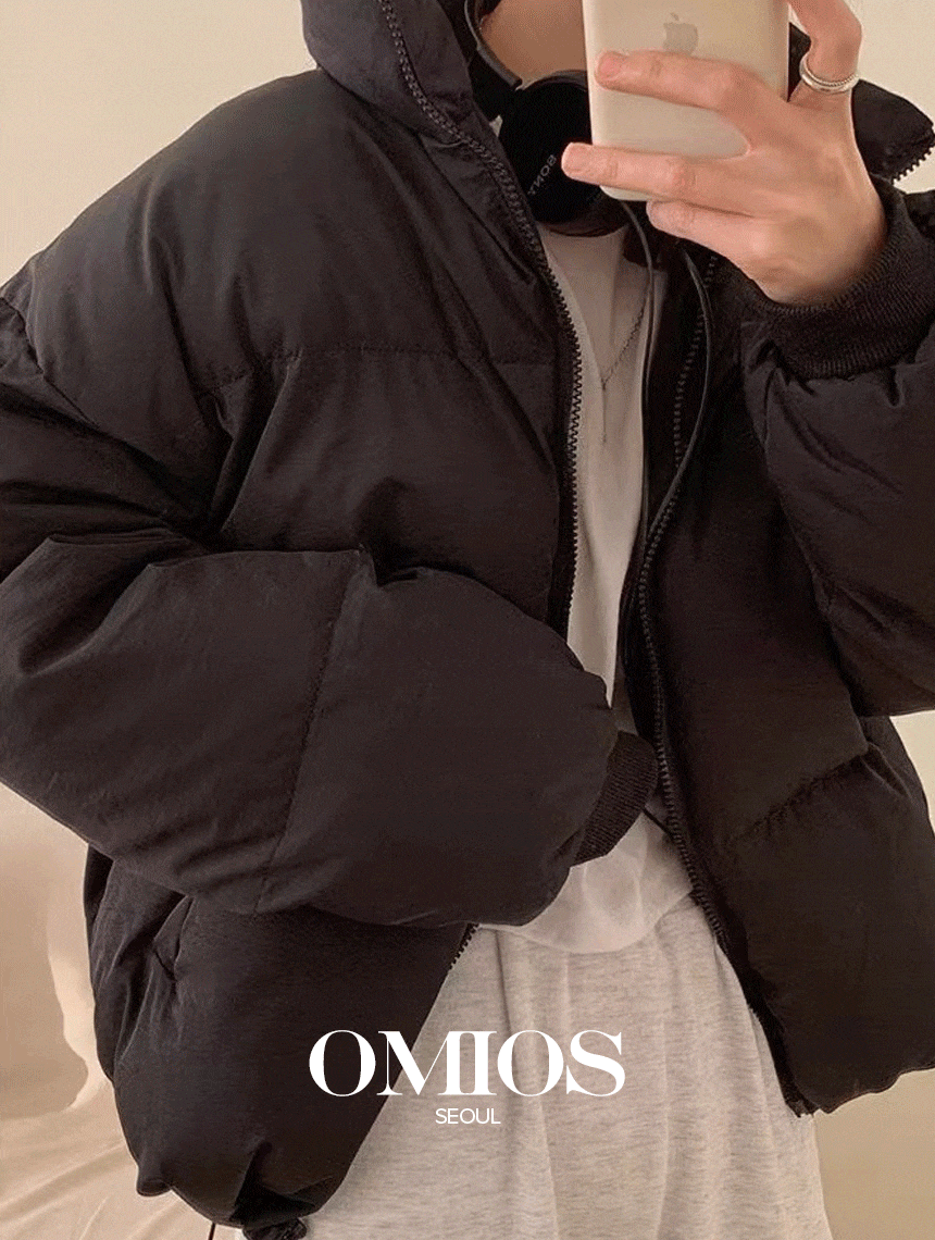 숏 데일리 하이넥 집업 패딩 [575307355]