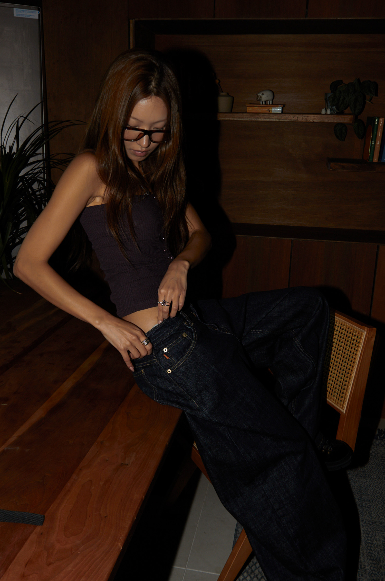 MIKE LOW-RISED RAW DENIM - 런츠